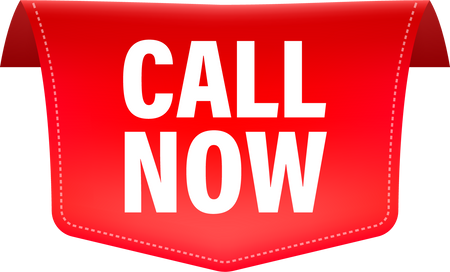 Call now red label on white background. Vector illustration.